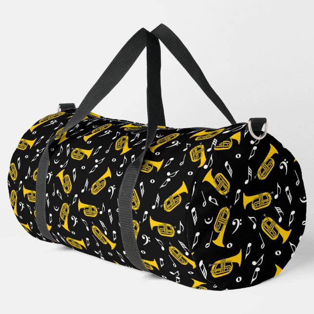 Baritone Musiknotens Bass Clef Duffle Bag (Linke Ecke)