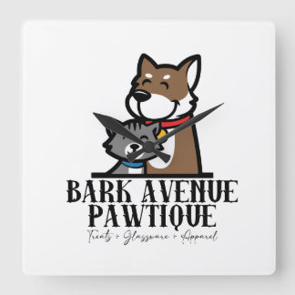 Bark Avenue Pawtique Quadratische Wanduhr