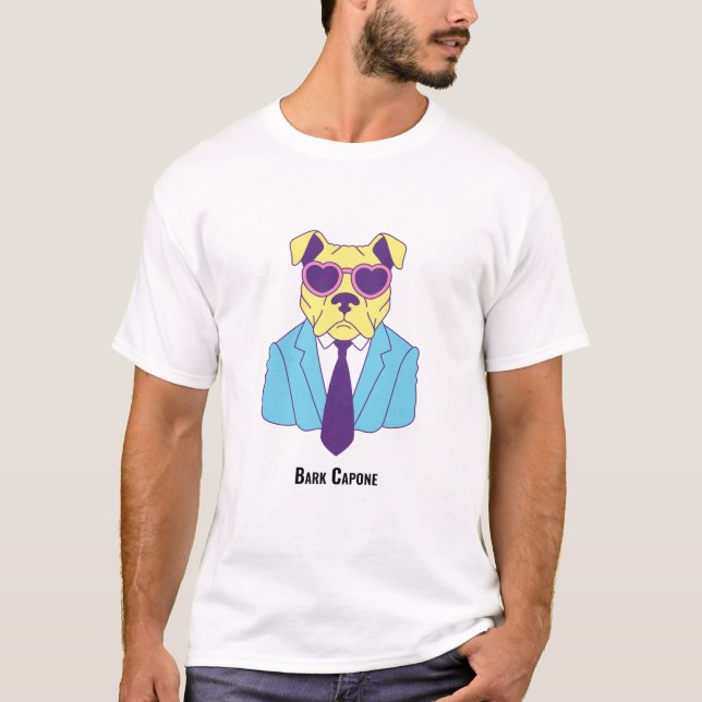 Bark Capone - Bulldog in Blue Anzug T-Shirt (Vorderseite)
