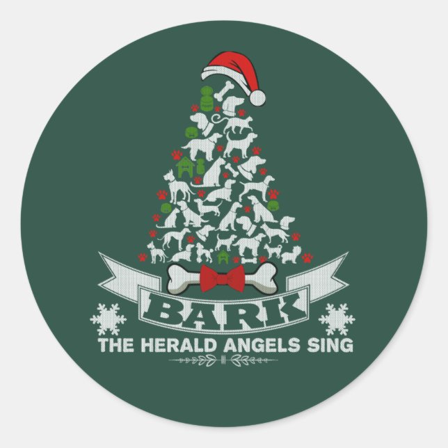 Bark Christmas Dog Novelty Runder Aufkleber (Vorderseite)