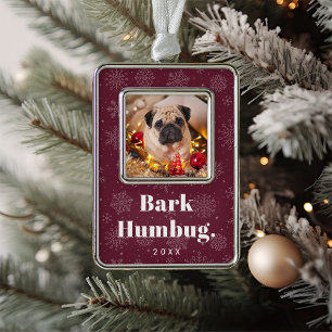 Bark Humbug Foto für Haustiere Rahmen-Ornament Silber