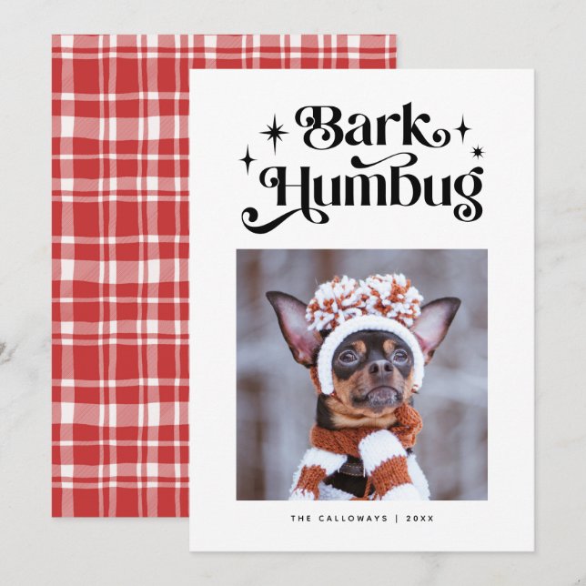 BARK HUMBUG Funny Dog Foto Weihnachten (Vorne/Hinten)