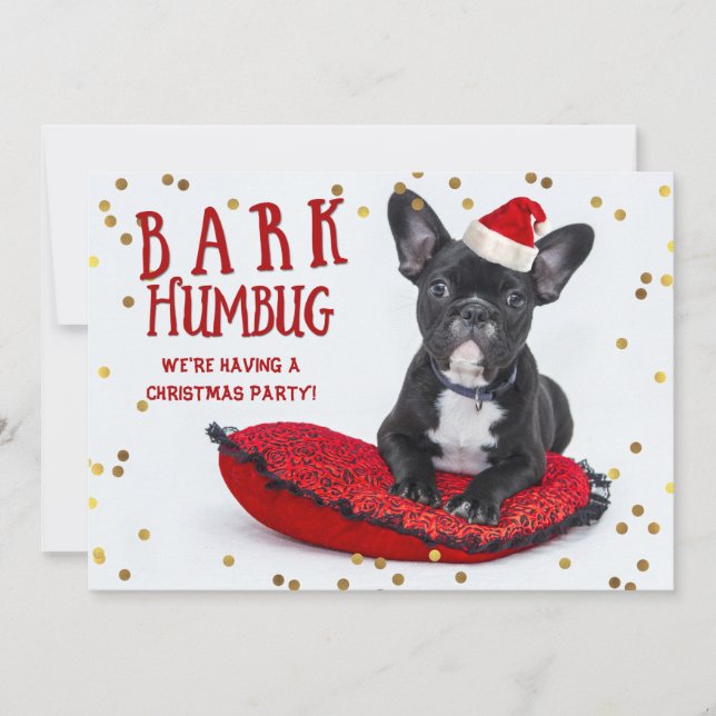 BARK Humbug Niedlich Bulldog Weihnachtsfest Party Einladung (Vorderseite)