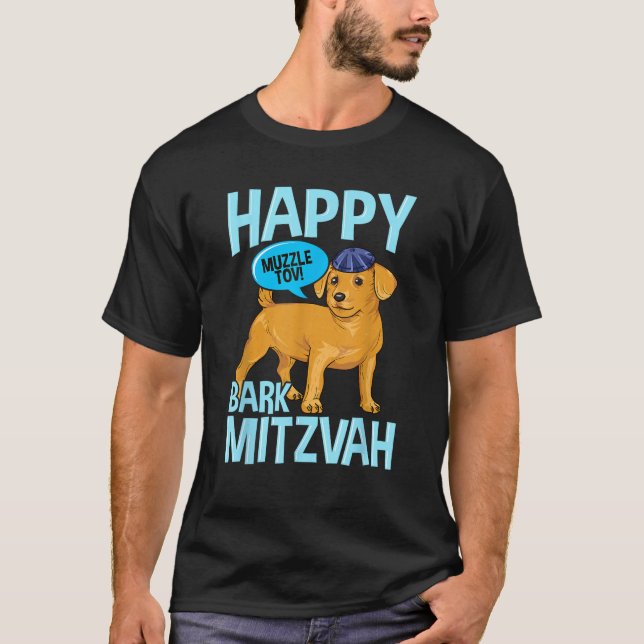 Bark Mitzwa Dog liebt Funny Jewish Bar Mitzvah T-Shirt (Vorderseite)
