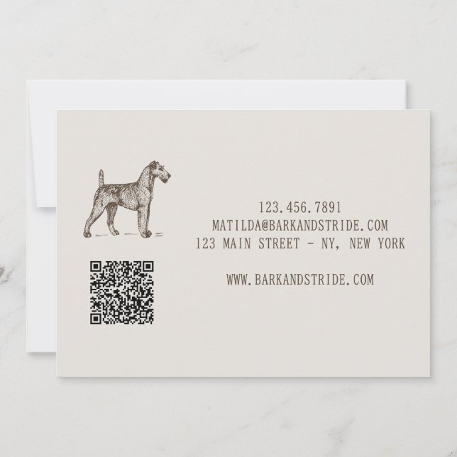 Bark & Stride Hunde-Spaziergang-Geschäfts-QR-Code  Einladung (Rückseite)