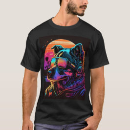 Bark to Future: 80er Synthwave Dog Graphic T-Shirt