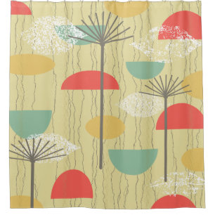 Barkcloth Abstrakte Blume Duschvorhang