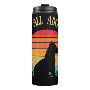 Barke alles darüber - Retro Sonnenuntergang Hund L Thermosbecher
