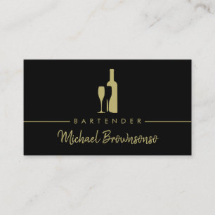 Barkeeper Bar Club Luxus Schwarz Visitenkarte