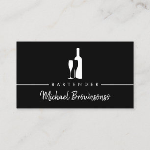 Barkeeper Bar Club Modern Schwarz Visitenkarte