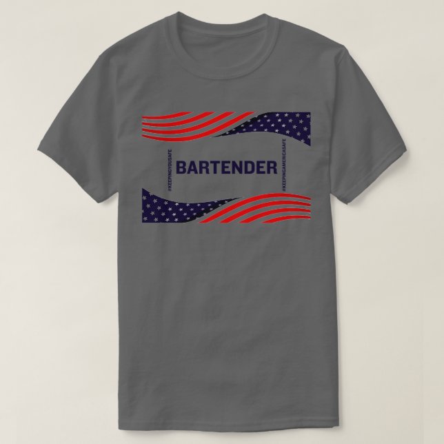 Barkeeper Behalte Amerika sicher T-Shirt (Design vorne)