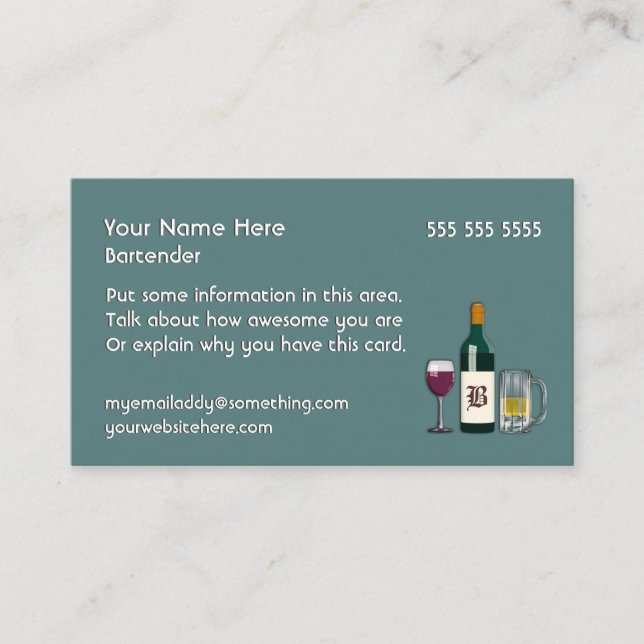 Barkeeper Blue Visitenkarte (Vorderseite)