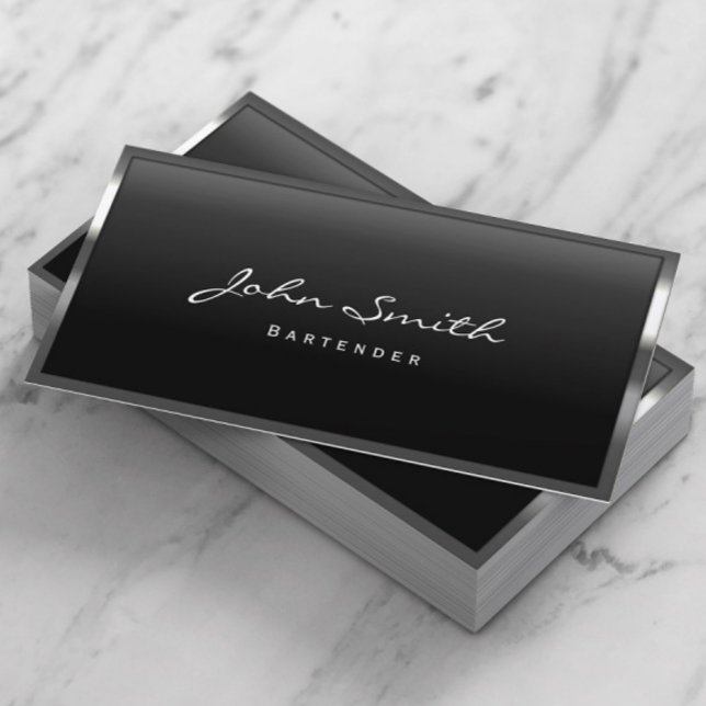 Barkeeper Coole Metallbänder Moderne Visitenkarte (Von Creator hochgeladen)