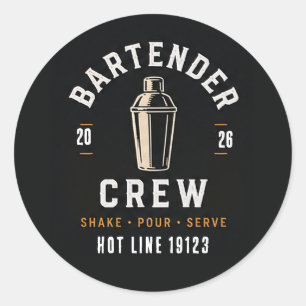 🍸 Barkeeper-Crew Bar-Personal Uniform🍸 Runder Aufkleber