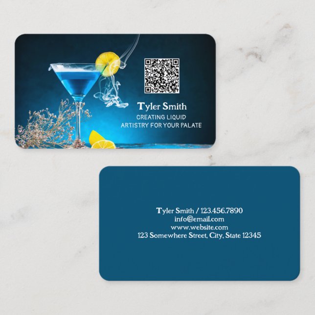 Barkeeper Custom QR Business Card Visitenkarte (Vorne/Hinten)