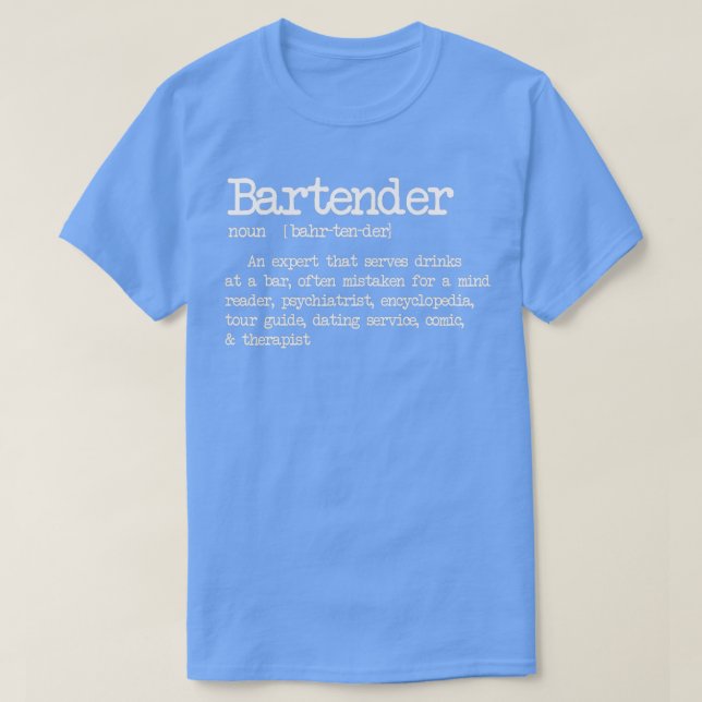 Barkeeper Definition Funny Cocktail Bar Mixologe T-Shirt (Design vorne)