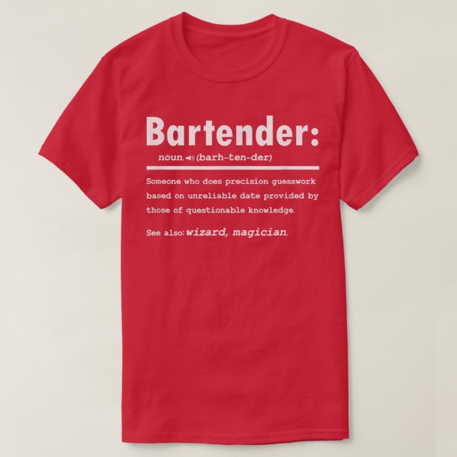 Barkeeper Definition Geschenk für Barkeeper Funny  T-Shirt (Design vorne)