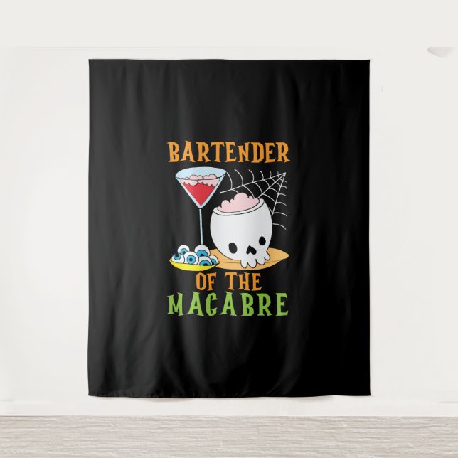 Barkeeper des Macabre-Barkeepers Halloween Wandteppich (Vorderseite)