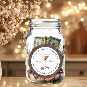 Barkeeper Espresso Martini Trinkgeldglas Runder Aufkleber