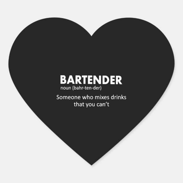 Barkeeper Funny Barkeeper Definition Beer Vodka Wh Herz-Aufkleber (Vorderseite)