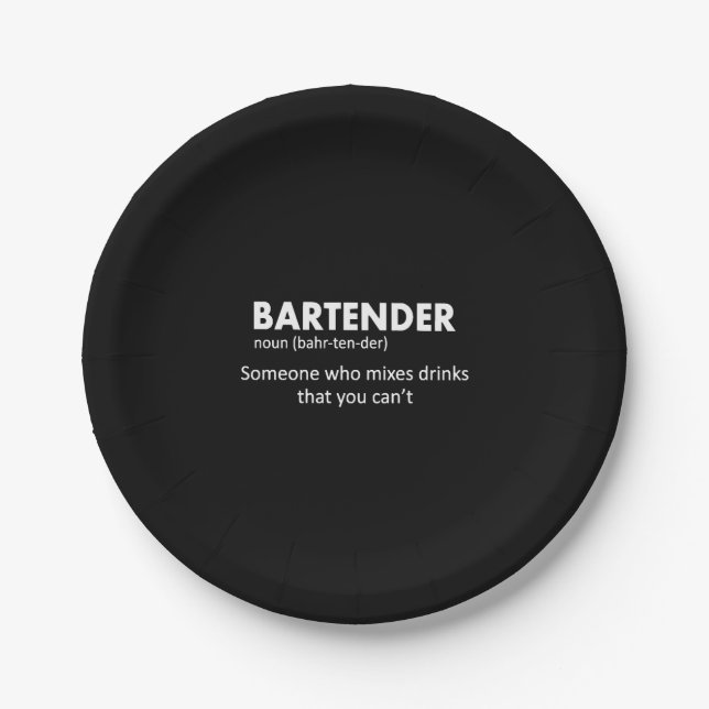 Barkeeper Funny Barkeeper Definition Beer Vodka Wh Pappteller (Vorderseite)