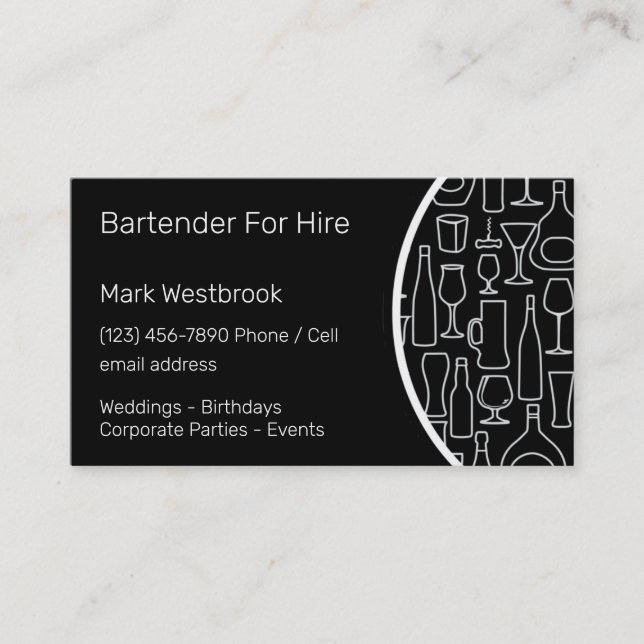 Barkeeper für Miete Visitenkarte (Vorderseite)