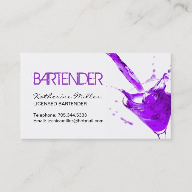 Barkeeper-Geschäfts-Karte Visitenkarte (Vorderseite)