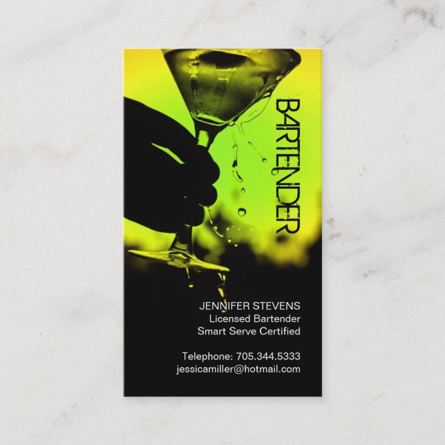 Barkeeper-Geschäfts-Karte Visitenkarte (Vorderseite)