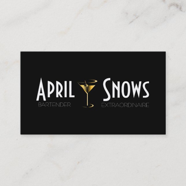 Barkeeper-Geschäfts-Karten-Goldmartini-Cocktail Visitenkarte (Vorderseite)