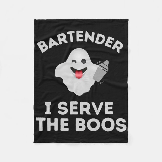 Barkeeper Halloween Shirt Barkeeper Ghost I Serve Fleecedecke (Vorderseite)
