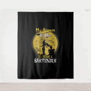 Barkeeper Hexenmeister Halloween Wandteppich