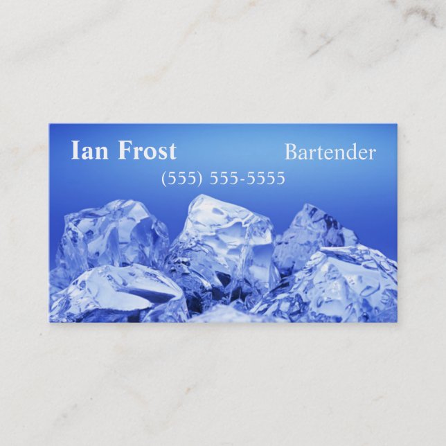 Barkeeper Ice Cube Business Cards - Blassblau Zurü Visitenkarte (Vorderseite)