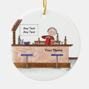 Barkeeper - Mann Keramik Ornament