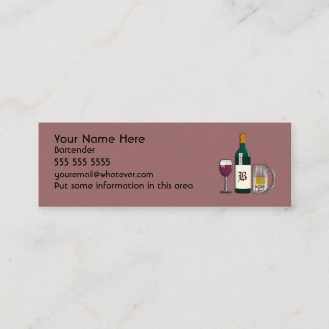 Barkeeper Mauve Mini Visitenkarte (Vorderseite)