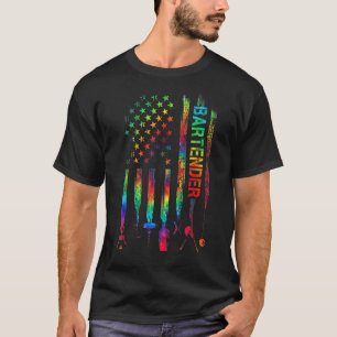 Barkeeper mit amerikanischer Fahne Gefärbte Krawat T-Shirt