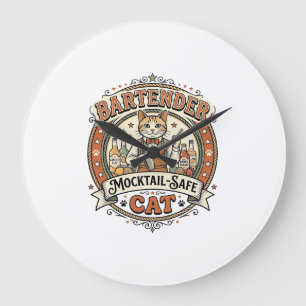 Barkeeper Mocktail-sicher Katze Barkeeper Mocktail Große Wanduhr