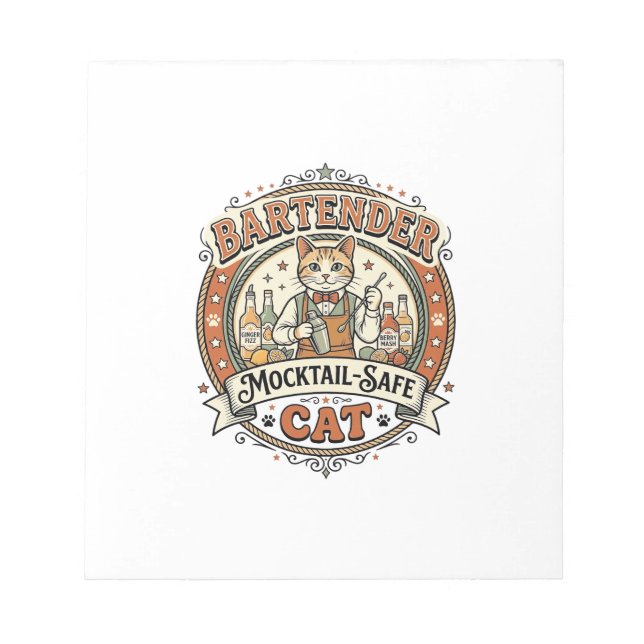 Barkeeper Mocktail-sicher Katze Barkeeper Mocktail Notizblock (Vorderseite)
