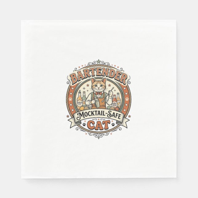 Barkeeper Mocktail-sicher Katze Barkeeper Mocktail Serviette (Vorderseite)