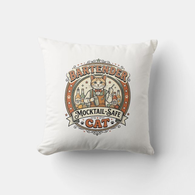 Barkeeper Mocktail-sicherer Katze Barkeeper Mockta Kissen (Vorderseite)