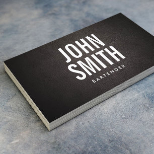 Barkeeper Moderner, feiner Text, klassisches Leder Visitenkarte