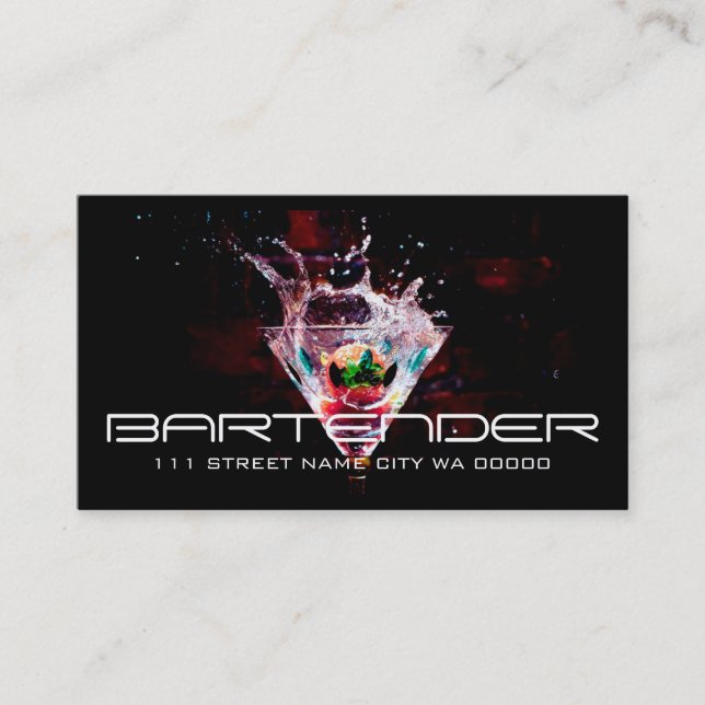 Barkeeper Nightlife Business Card Visitenkarte (Vorderseite)