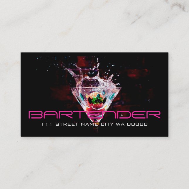 Barkeeper Nightlife Business Card Visitenkarte (Vorderseite)