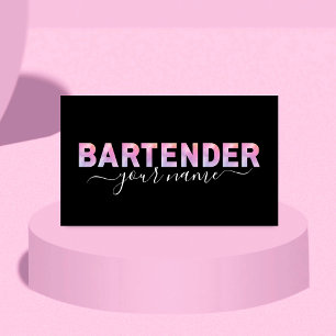 Barkeeper Typografie Signature Calligraphy Black Visitenkarte
