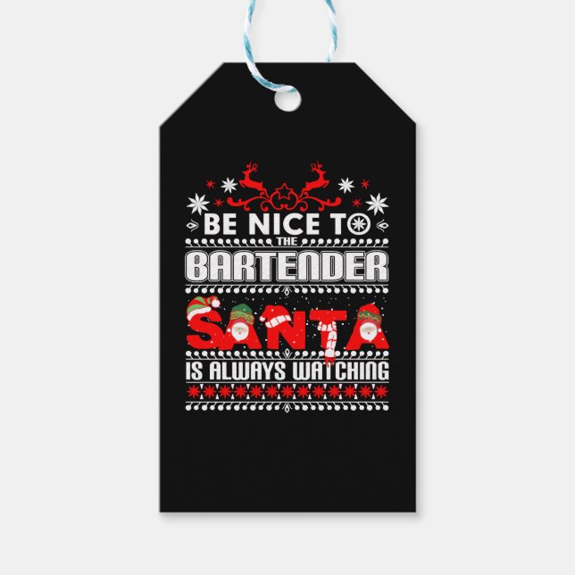 Barkeeper Ugly Christmas Sweater Geschenk Funny Ba Geschenkanhänger (Vorderseite)