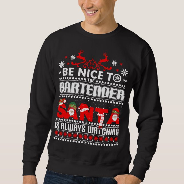 Barkeeper Ugly Christmas Sweater Geschenk Funny Ba Sweatshirt (Vorderseite)