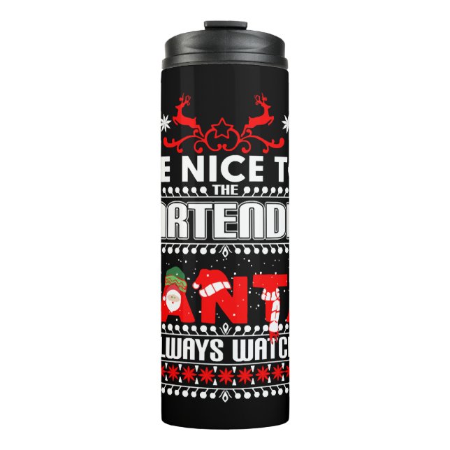 Barkeeper Ugly Christmas Sweater Geschenk Funny Ba Thermosbecher (Vorderseite)
