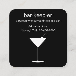 Barkeeper-und Barkeeper-Thema Quadratische Visitenkarte