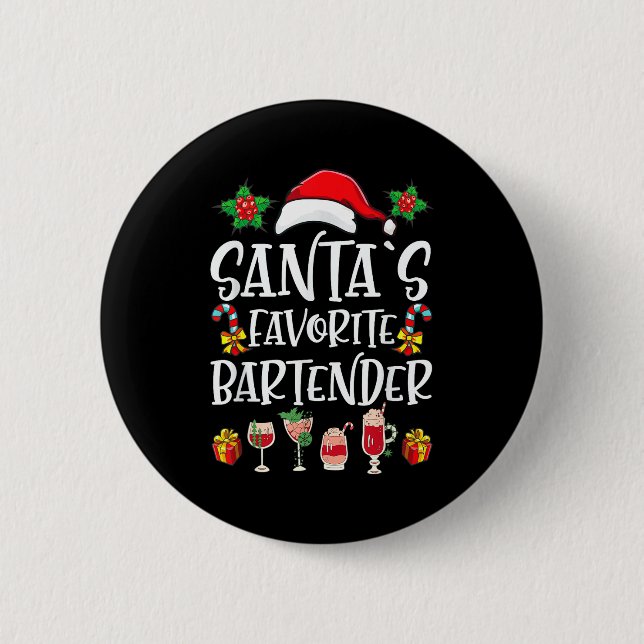 Barkeeper Weihnachtsgeschenk Santas Lieblingsbarke Button (Vorderseite)