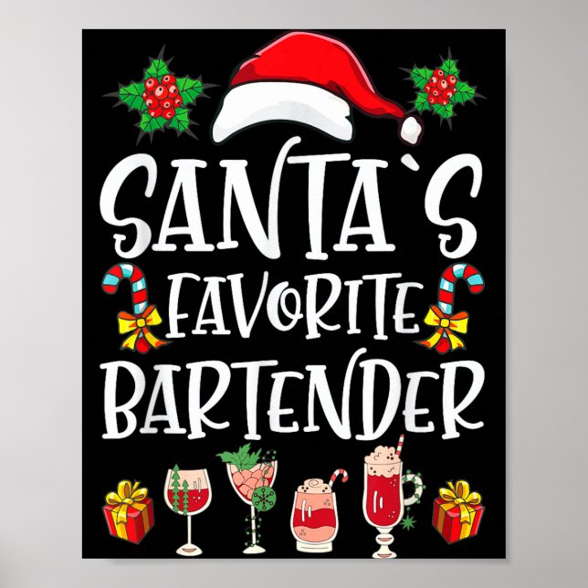 Barkeeper Weihnachtsgeschenk Santas Lieblingsbarke Poster (Vorne)