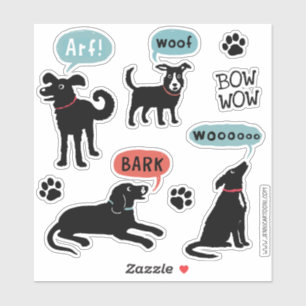 Barken Schwarze Hunde Arf Bark Woof Wooo Sticker S